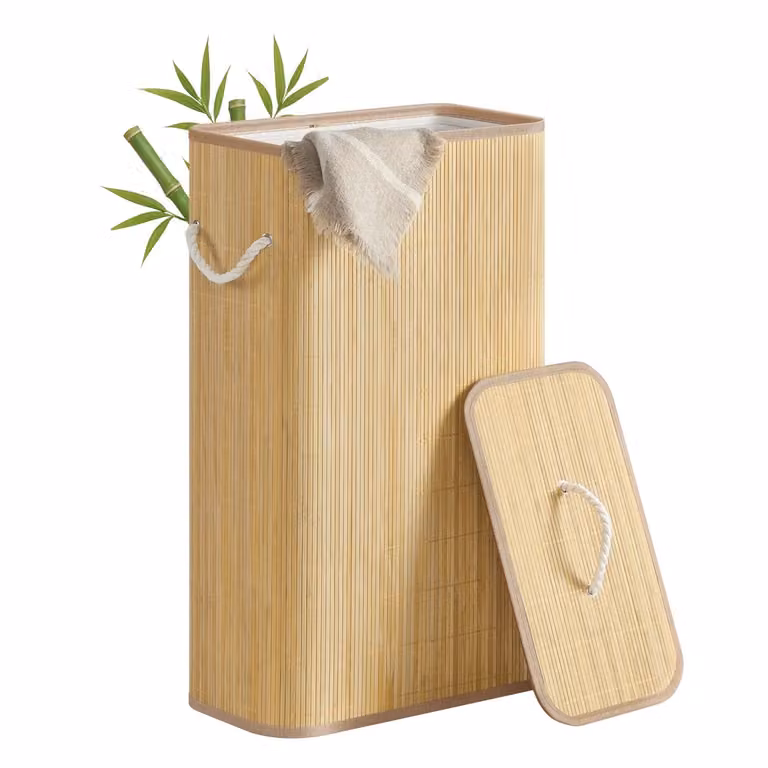 Cesto Portabiancheria in Bambù, Naturale / 60 L