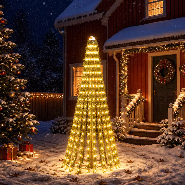 vidaXL Albero di Natale LED 220 cm 460 LED Bianco caldo Acciaio Verde