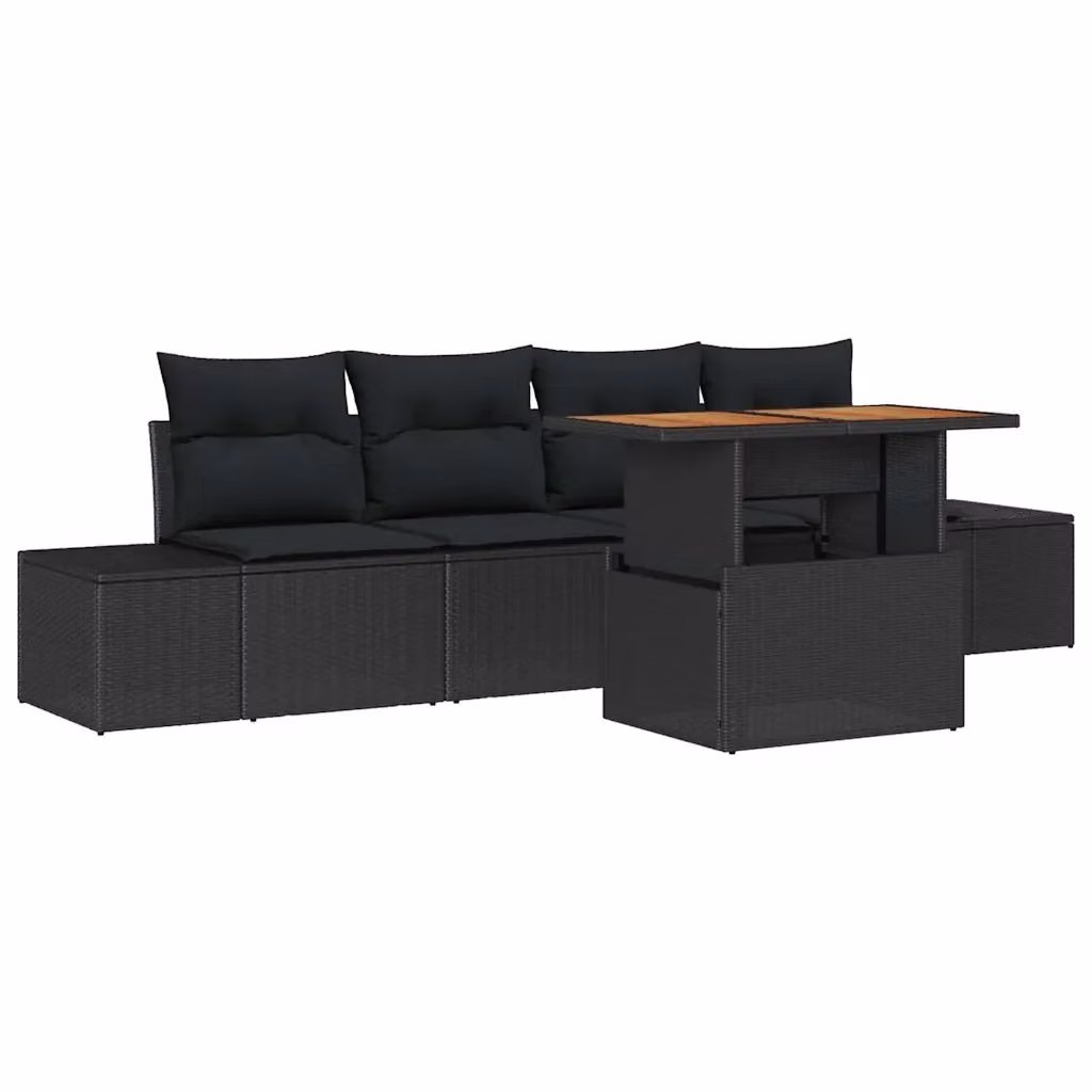 Set da pranzo da giardino moderno vidaXL in rattan e legno con 5 pezzi Nero e Marrone – 2