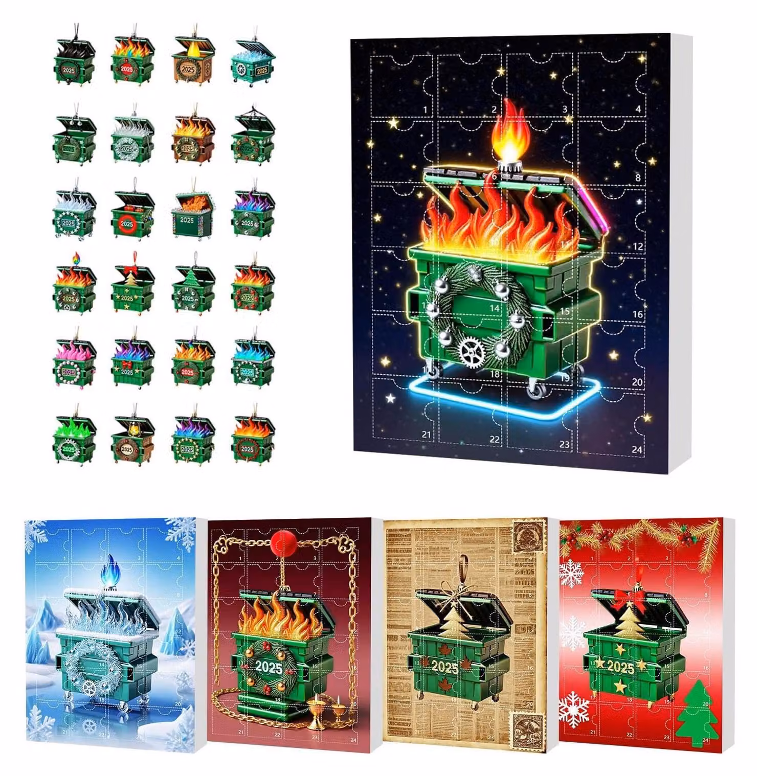 Calendario dell'Avvento a tema natalizio - Decorazioni 2D per 24 giorni