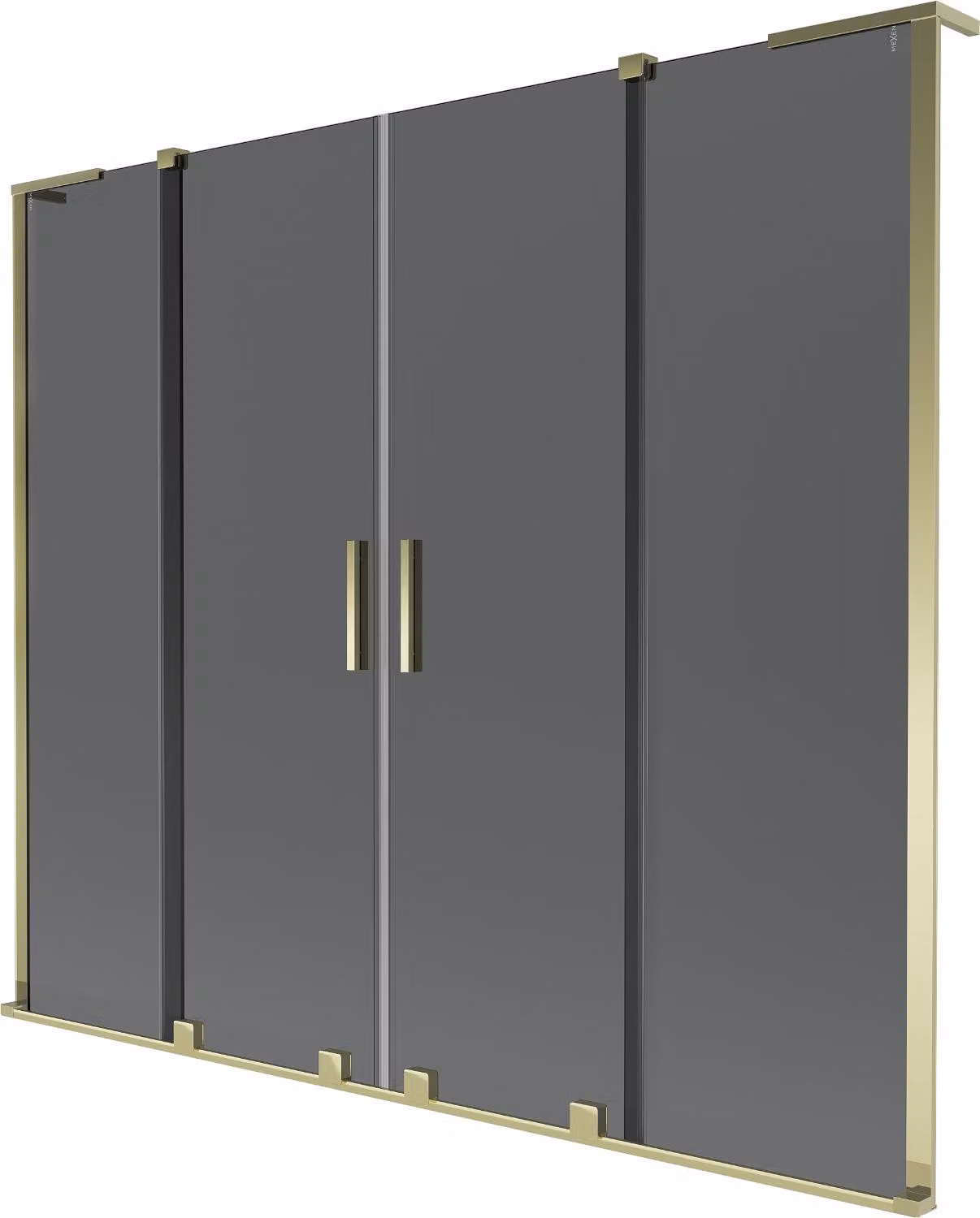 Mexen Velar L Duo paravento per vasca da bagno a 2 ante scorrevoli 180 x 150 cm, grafite, dorato - 896-180-003-42-50