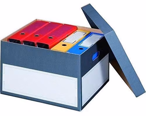 Scatola per archiviazione e trasporto a forma di L, grigia, con coperchio antiscivolo