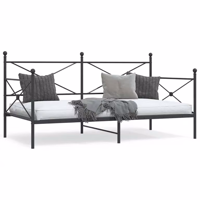 vidaXL Dormeuse con base a sollevamento in metallo nero L 200 x P 100 cm