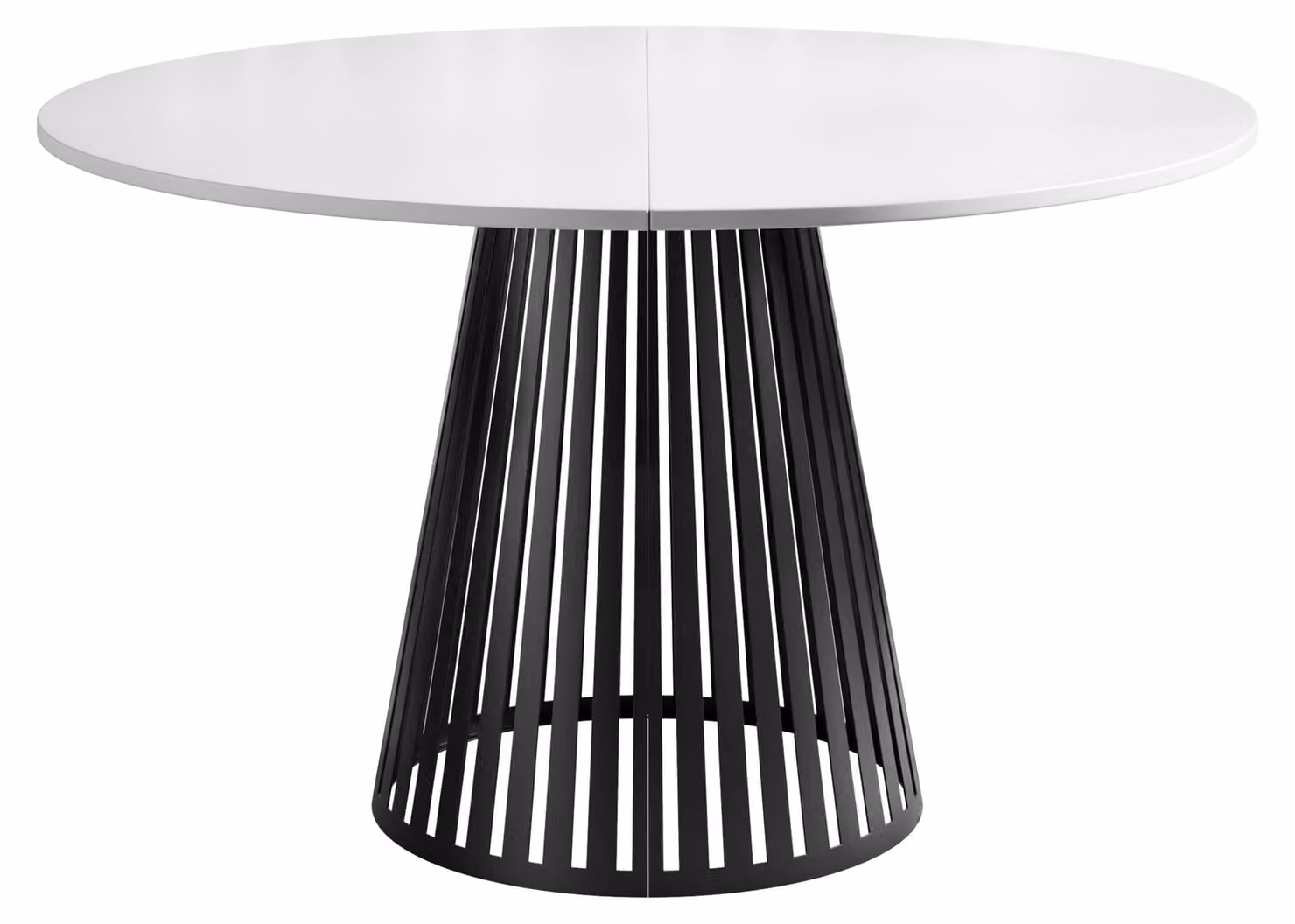 MIRJAN24 Tavolo Cone 120, tavolo da pranzo, gambe in acciaio (colore: nero / bianco artico)