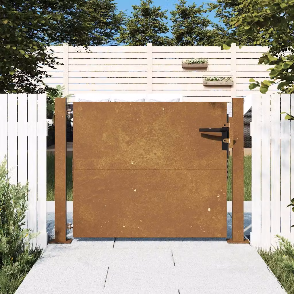 Cancello da giardino vidaXL in acciaio color marrone L: 110 cm, H: 75 cm