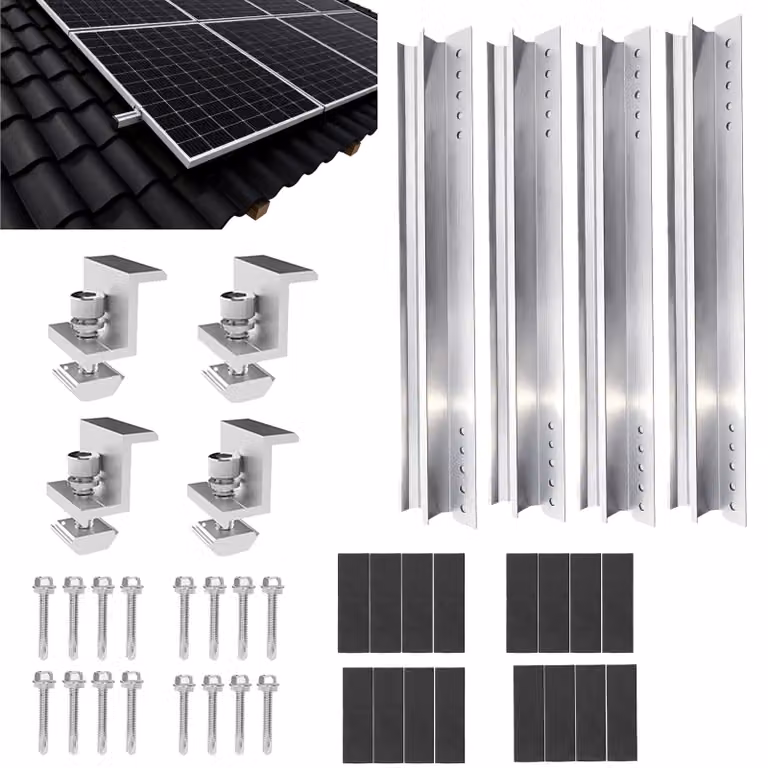 Set di 4 supporti per pannelli solari, guide di montaggio per impianti fotovoltaici, guide di montaggio in alluminio