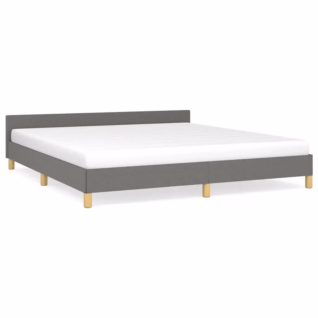 Struttura Letto Giroletto Design Mania in Tessuto Grigio con Doghe in Legno L/P/H: 180 x 200 x 50 cm – 2