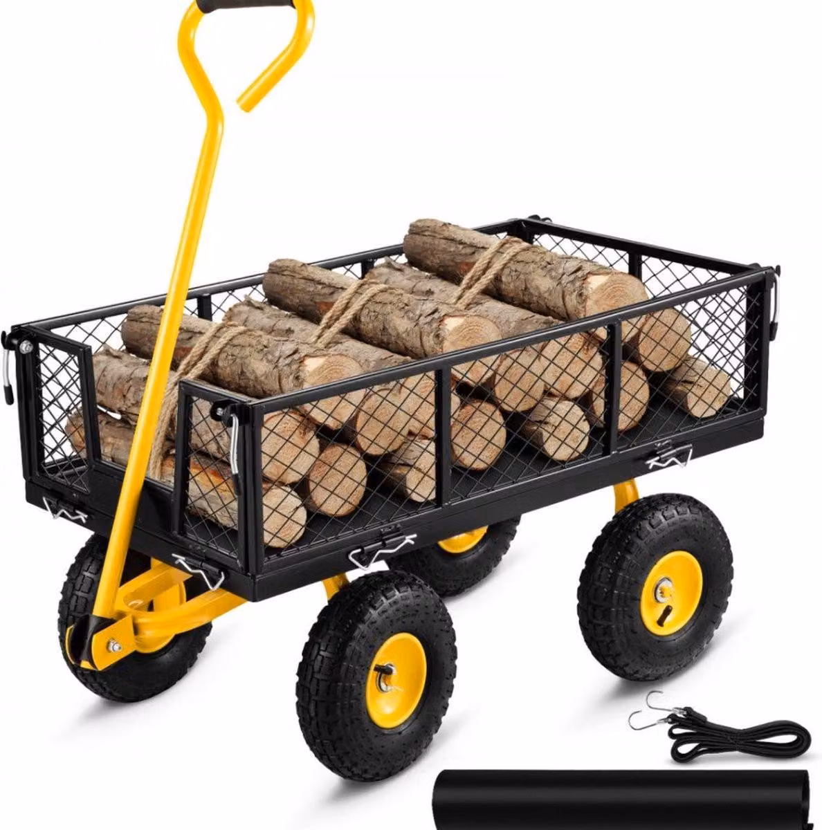Carrello per giardinaggio - Carrello per il trasporto - Carrello da spiaggia - Carrello manuale - Capacità: 408 kg - Carrello per attrezzature - Dimensioni: 96x51x22 cm