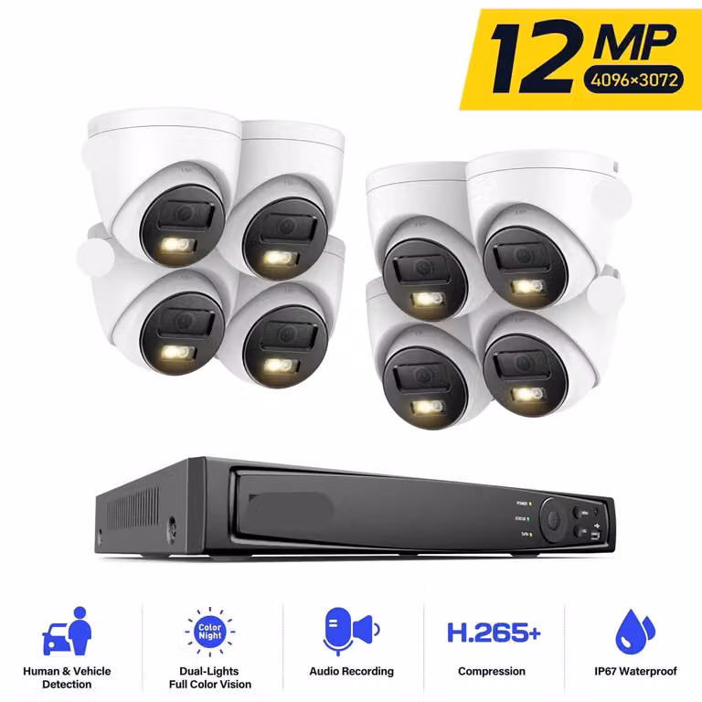 Telecamera di sorveglianza IP – Telecamera PoE – Telecamera IP – Telecamera di sicurezza – 12 megapixel – Angolo di visione di 113°