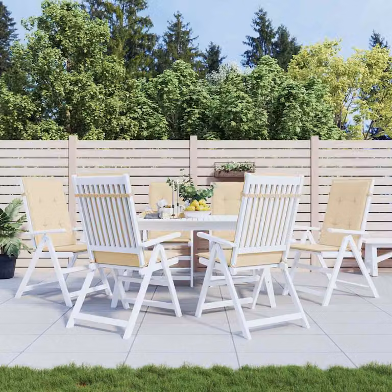 Set di 6 cuscini per sedie vidaXL in tessuto beige, impermeabili e resistenti ai raggi UV, L 120 cm x P 50 cm x H 3 cm