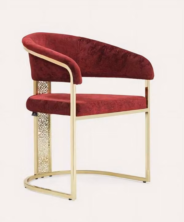 Esszimmerstuhl Rot Gold Edelstahl Glänzend Prächtig Massiv Attraktiv Luxus