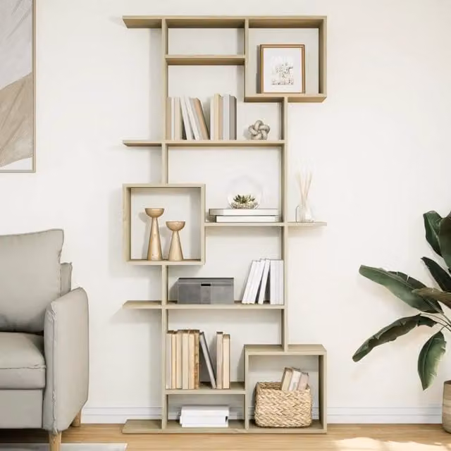 Libreria da parete vidaXL in legno marrone per soggiorno L: 92 cm, P: 29 cm, H: 188 cm