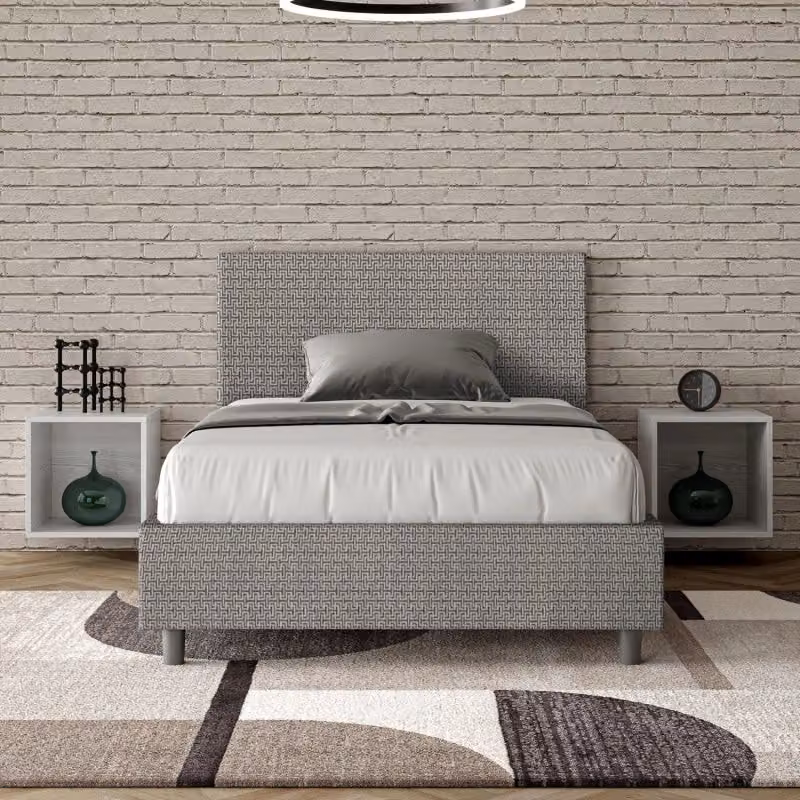 Letto imbottito Adele Ityhome con rete in tessuto grigio L: 135 cm, P: 222 cm, H: 106 cm – 2