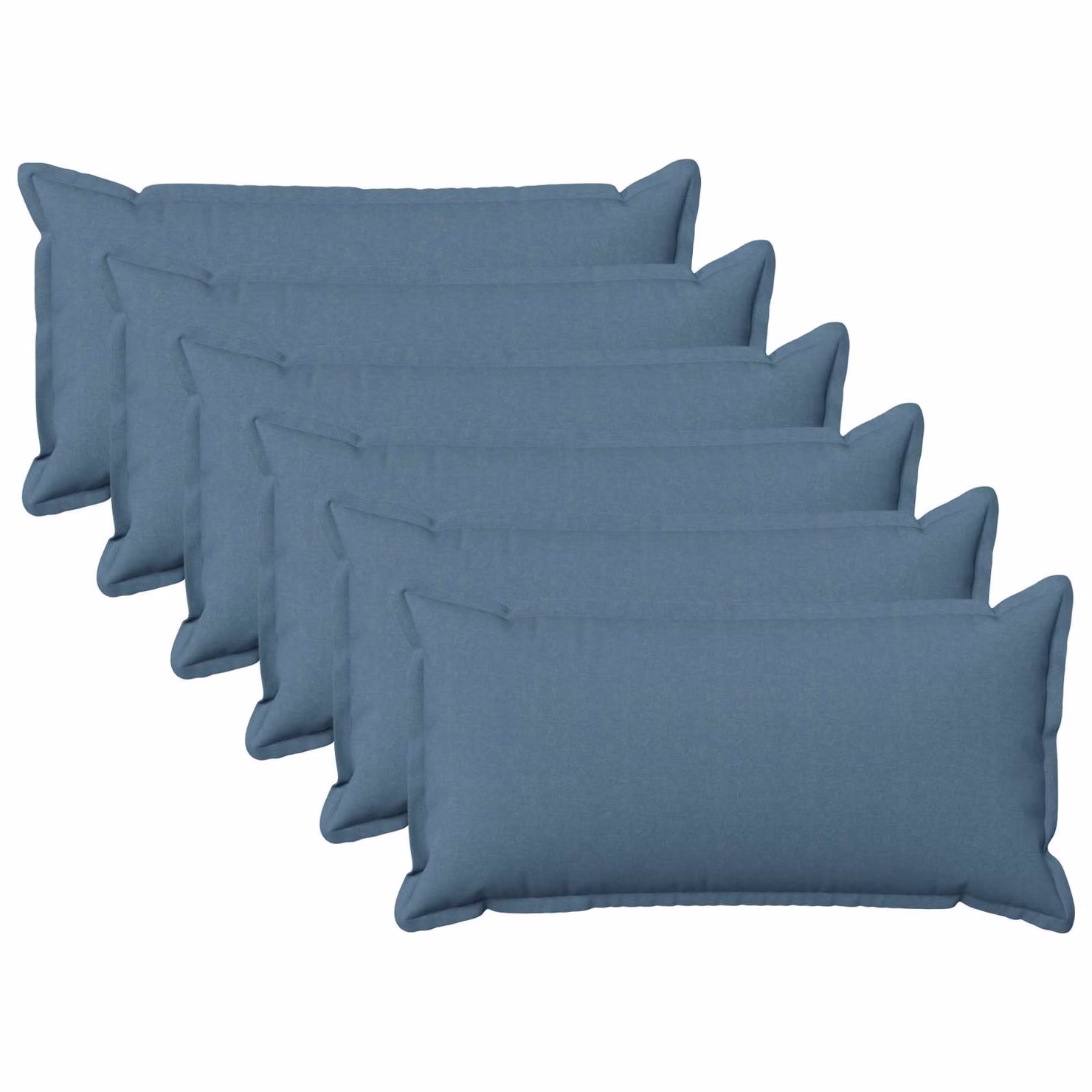 Set di 6 cuscini vidaXL HOUTEN blu jeans in lino con fodera lavabile e rimovibile L/P/H: 70 x 40 x 40 cm