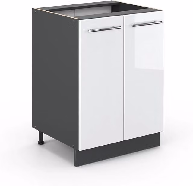 Mobiletto base cucina Vicco Fame-Line Bianco lucido e Antracite con ante a battente L: 60 cm – 1