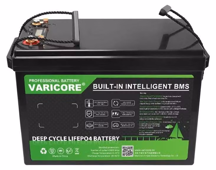 Batteria LiFePO4 - 12 V 200 Ah a ciclo profondo - BMS 4S integrato - Porta USB - Per camper, barche, impianti solari off-grid - 12 V 200 Ah - USB - 20 A