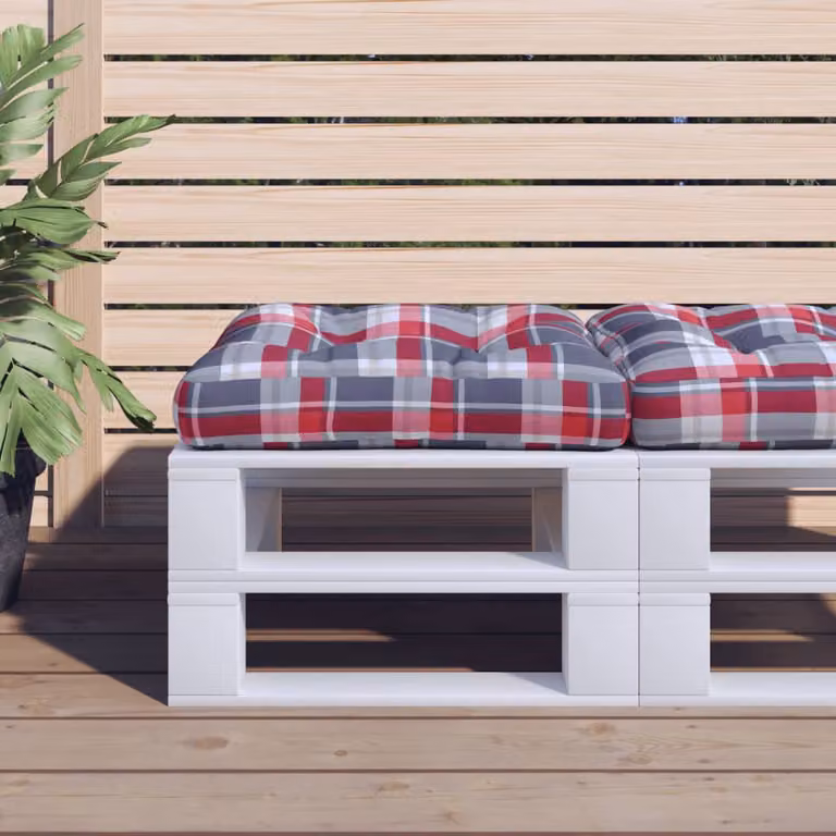 vidaXL Cuscino per Pallet Quadrato Multicolore Rosso in Poliestere Idrorepellente e Resistente ai Raggi UV L/P/H: 61,5 x 61,5 x 10 cm