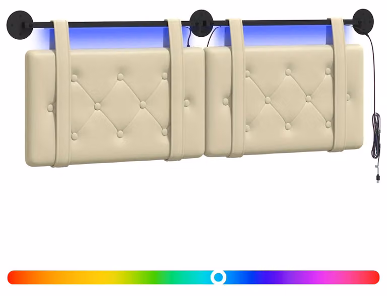 Testiera sospesa Con luce LED Crema Pelle finta