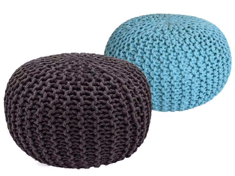 Set di 2 pouf a maglia pouf sedile pouf sedile pouf cuscino da terra Ø 55cm grigio/menta