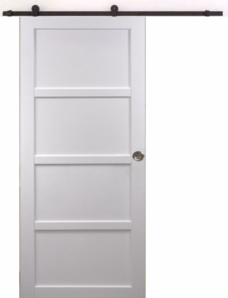 Porta scorrevole Tamera Bianca 4 ante H204 x L83 cm, binario con rotelle, conchiglie grandi per GD MENUISERIES