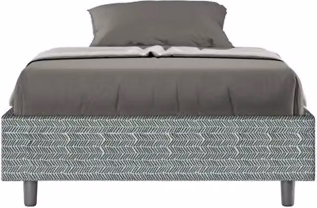 Letto una piazza e mezza con rete imbottito 120x210 tessuto Aragona 7 azzurro Azelia