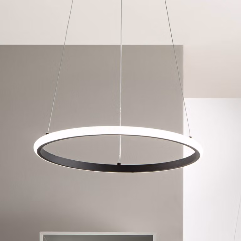 Luce Ambiente Design Lampada LED a sospensione Axis, Ø 60 cm, nera, metallo, CCT Axis, Nero, Soggiorno / Sala da pranzo, Metallo, Moderno