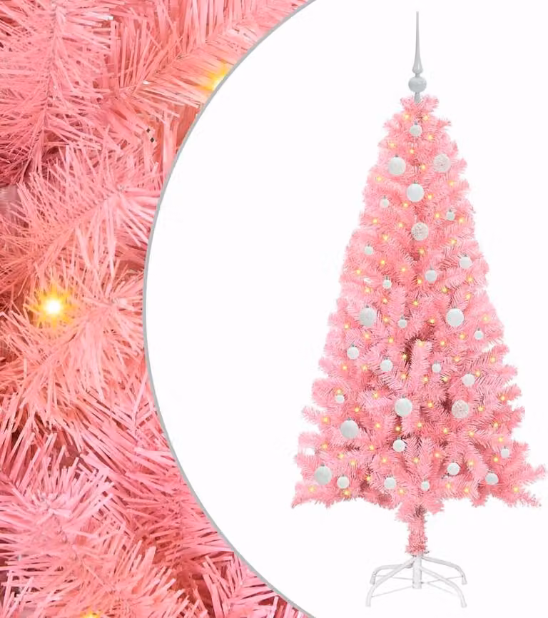 Albero di Natale con 150 LED con supporto Rosa 150 cm PVC