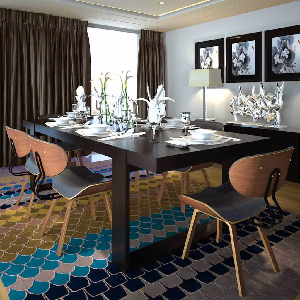 Set di 6 sedie da pranzo moderne vidaXL in legno e similpelle nera o marrone