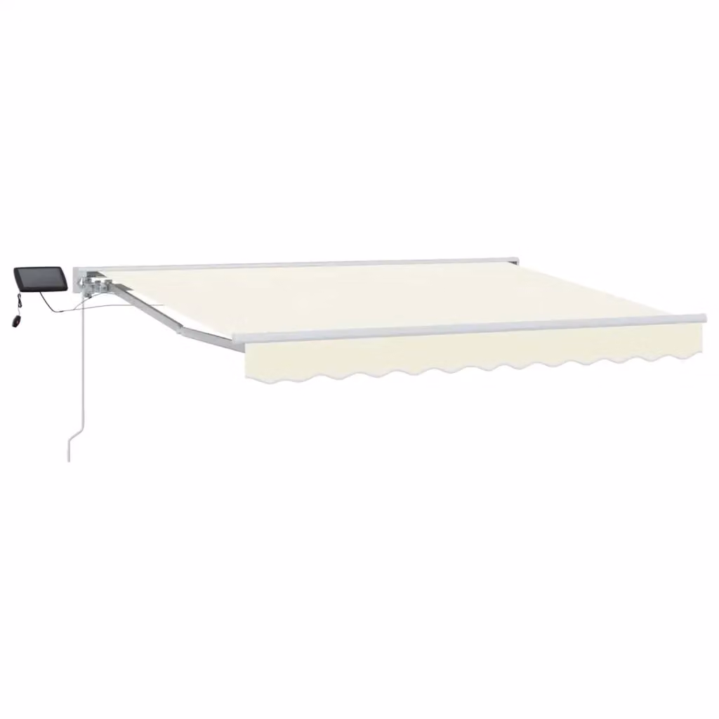 Cornice per tendalino manuale con LED in alluminio e poliestere, Colore: Crema e Bianco, L: 300 cm, P: 250 cm – 2