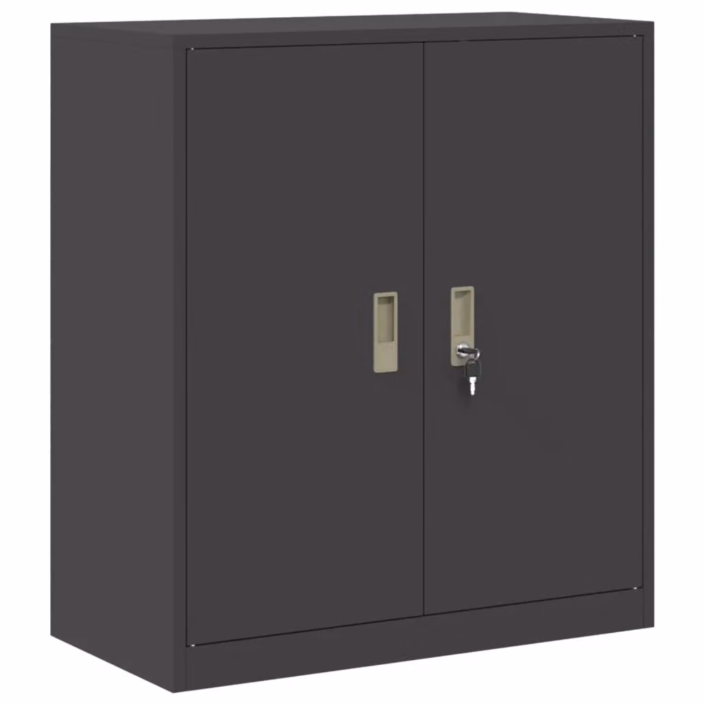 Armadio in metallo nero stile industrial vidaXL con ante a battente e serratura L 80 x P 40 x H 90 cm – 2