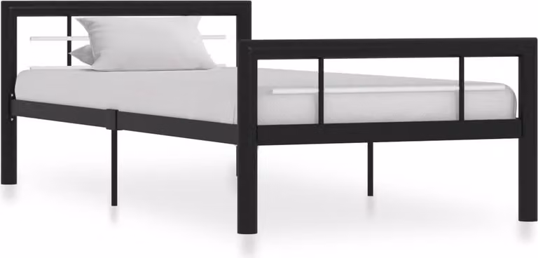 The Living Store Struttura letto in metallo bianco e nero 100 × 200 cm