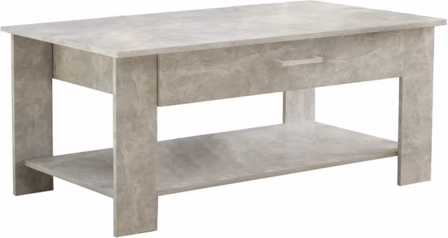 Tavolino da salotto Cosma Myrto rettangolare con cassetto e ripiano inferiore, colore grigio effetto cemento, L: 110 cm, P: 60 cm, H: 44 cm – 2