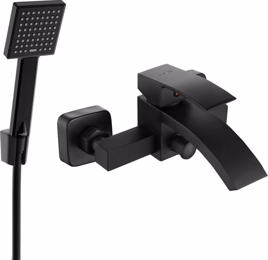 Mexen Libra R45 rubinetto per vasca con set doccia, nero - 74513R45-70