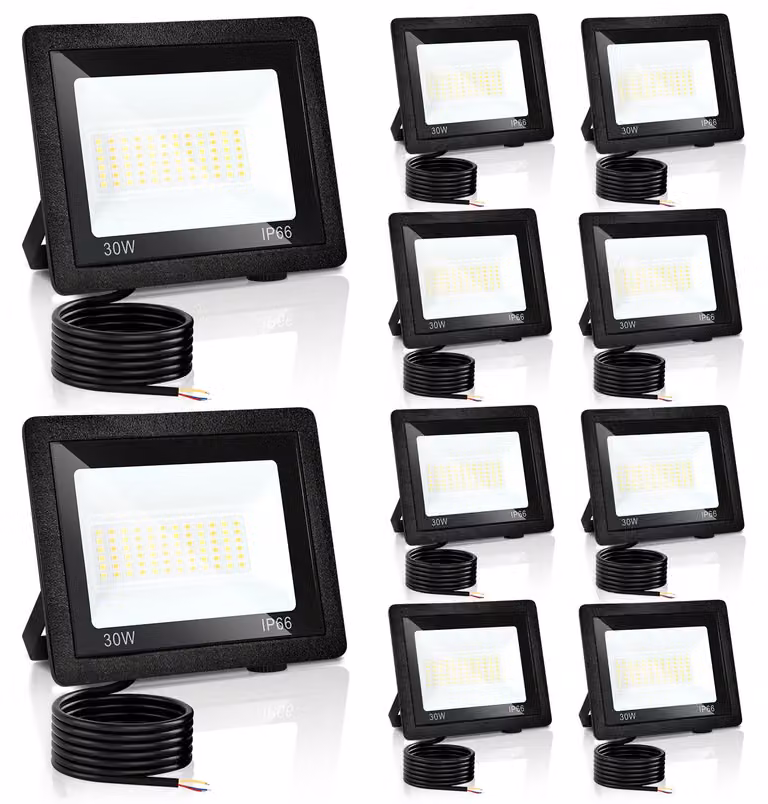 Ikodm, faretto LED da esterno, 30W, grado di protezione IP66, con 3 temperature di colore: 3000K/4000K/6500K, confezione da 10