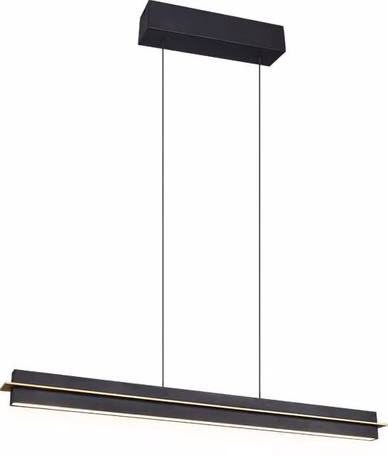 Lampada a sospensione LED Trio Leuchten in metallo nero e oro con regolazione altezza