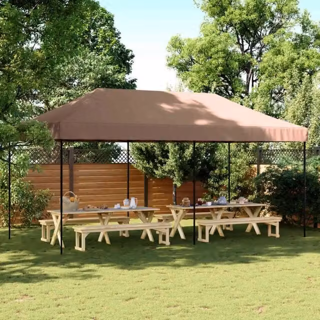 Tenda Party vidaXL Marrone in Tessuto Oxford e Acciaio L/P/H: 580 x 292 x 315 cm – 1