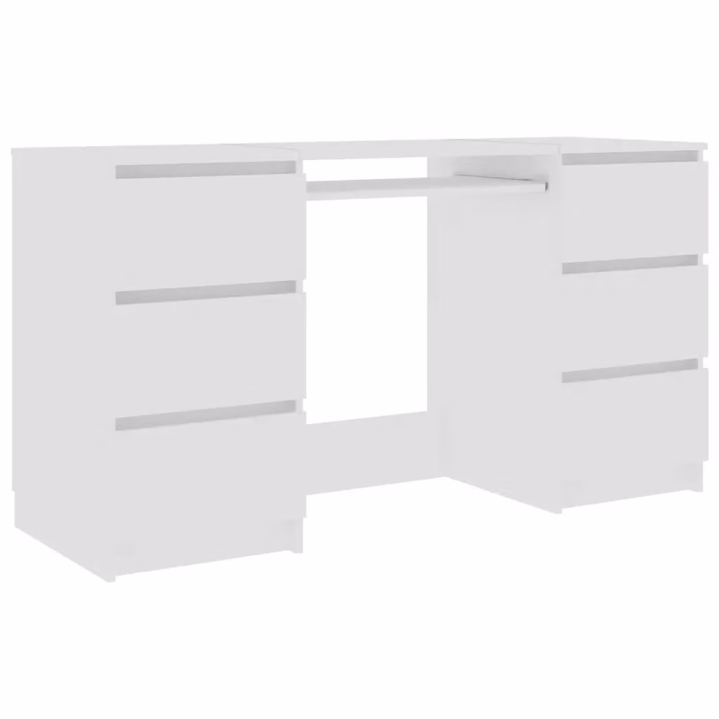 Scrivania da ufficio moderna vidaXL bianca in legno e MDF L: 140 cm, P: 50 cm, H: 77 cm – 2