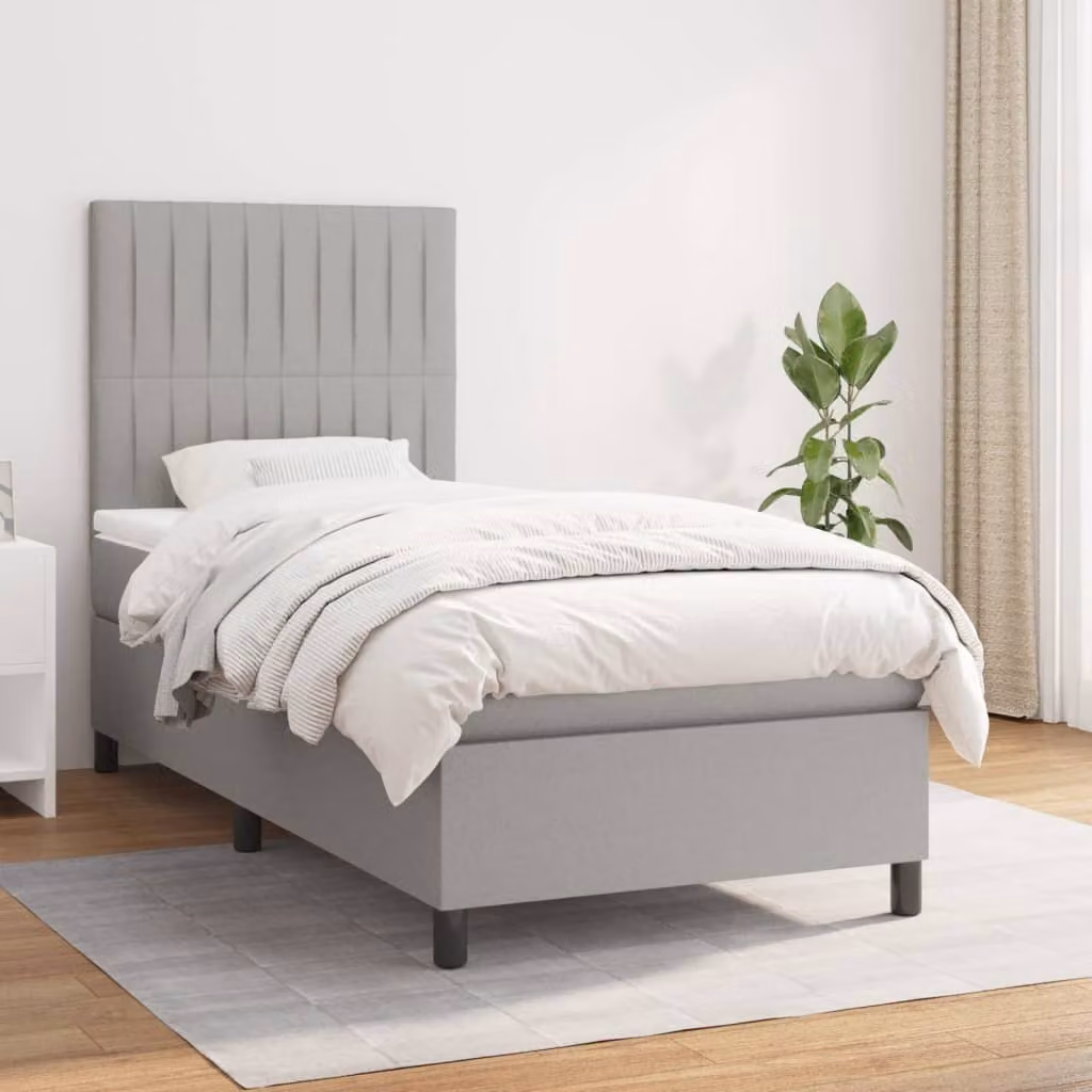 Maison Exclusive - Giroletto a Molle con Materasso Grigio Chiaro 90x200 cm Tessuto