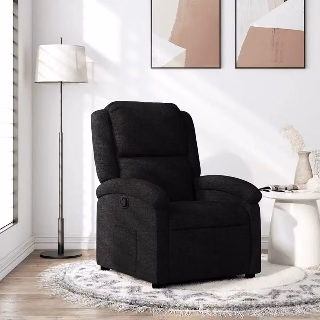 Divano Sedia-Poltrona Reclinabile in Tessuto Nero 483417