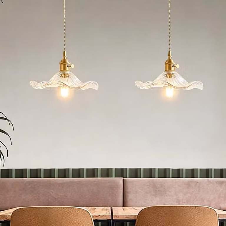 Set di 2 lampade a sospensione Zelurxx, stile nordico, con paralume in vetro, altezza regolabile, adatte per sala da pranzo, cucina, soggiorno, bar, colore trasparente