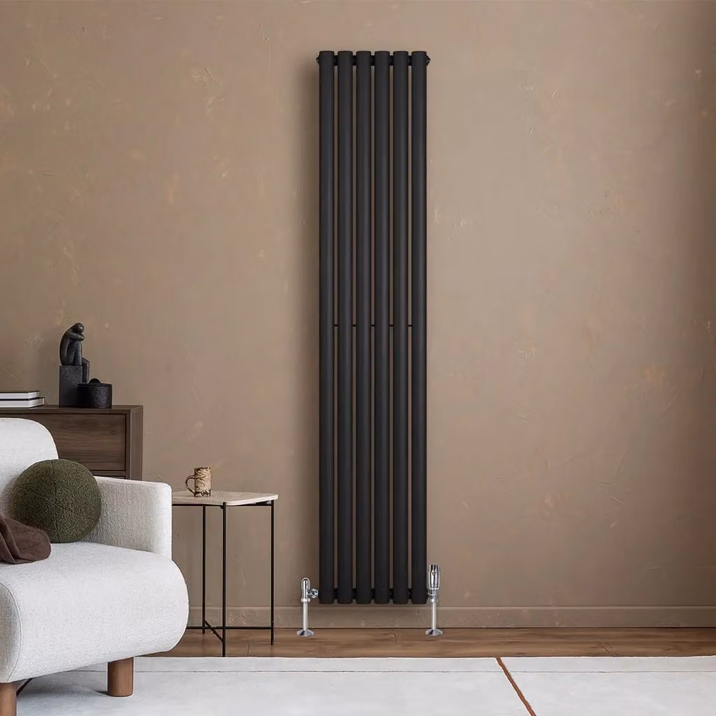 Radiatore Verticale Ovale in Acciaio Nero con Valvola Termostatica Monster Group BV H: 180 cm, L: 36 cm – 2