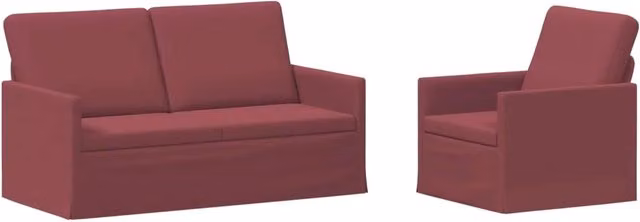 Set di 2 divani moderni vidaXL in tessuto rosso per soggiorno con struttura in metallo