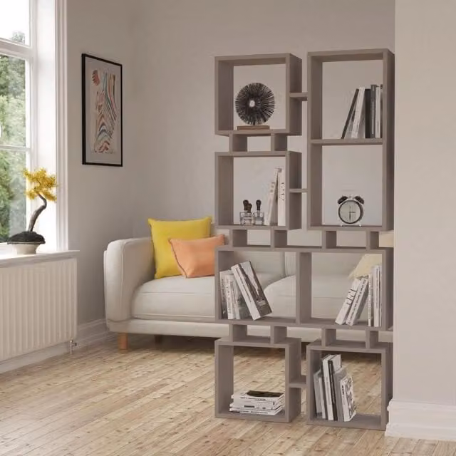 Libreria bifacciale Rail Effezeta Italia, colore beige tortora, L: 79 cm, H: 166,5 cm