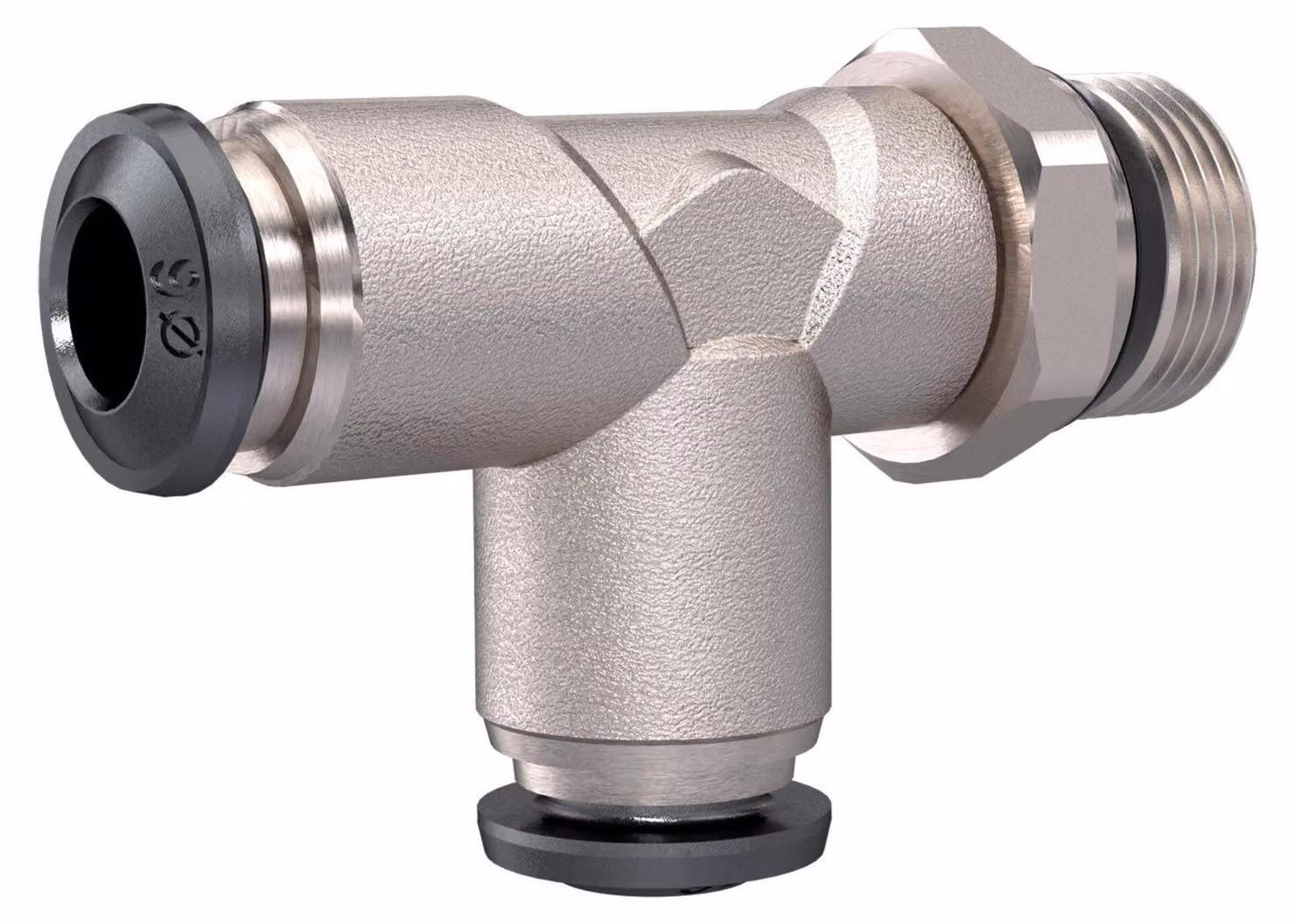 Raccordo a T a pressione universale corto AG 1/8 di pollice per tubo flessibile diametro esterno 8mm ottone nichelato forma a L ruotabile pressione di esercizio max. 20bar