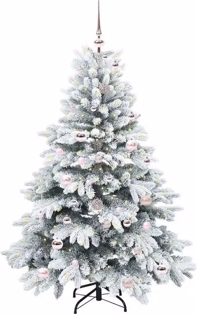Albero di Natale artificiale moderno vidaXL bianco con 150 LED luce bianca calda in PE e PVC, Altezza: 150 cm