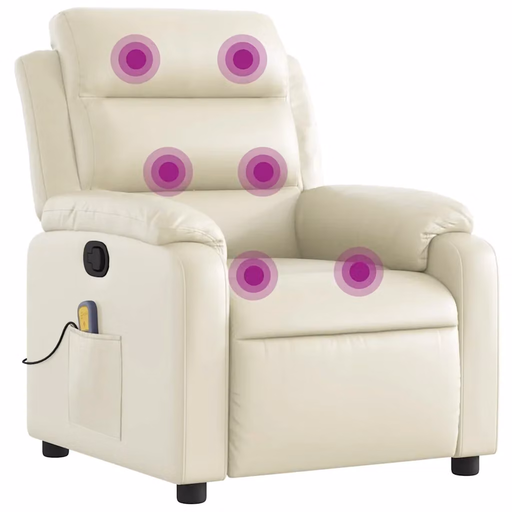 Poltrona Relax Reclinabile vidaXL in Similpelle Beige con Braccioli e Imbottitura in Schiuma – 2