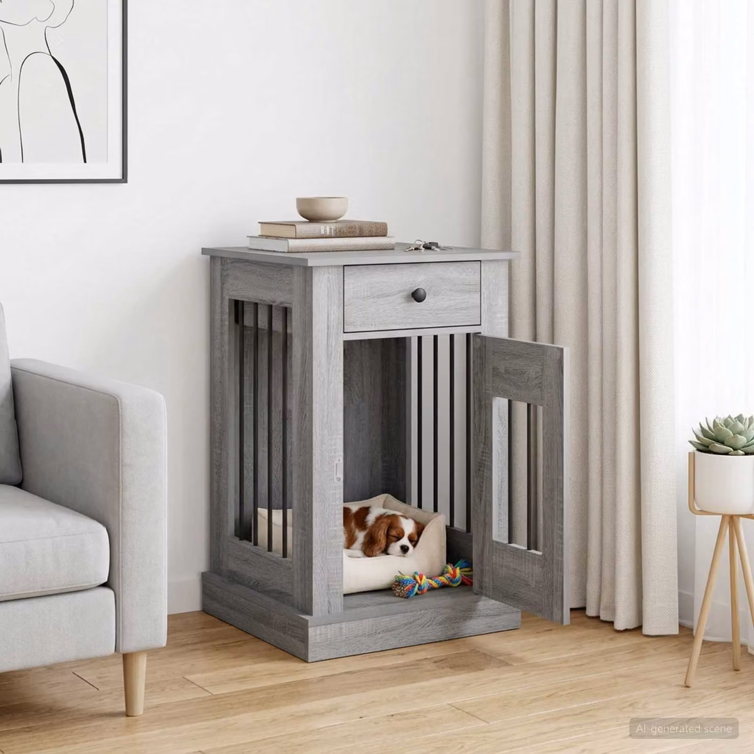 Mobile da cassa per cani vidaXL in stile Sonoma, colore grigio, L 50 cm x P 47,5 cm x H 80 cm