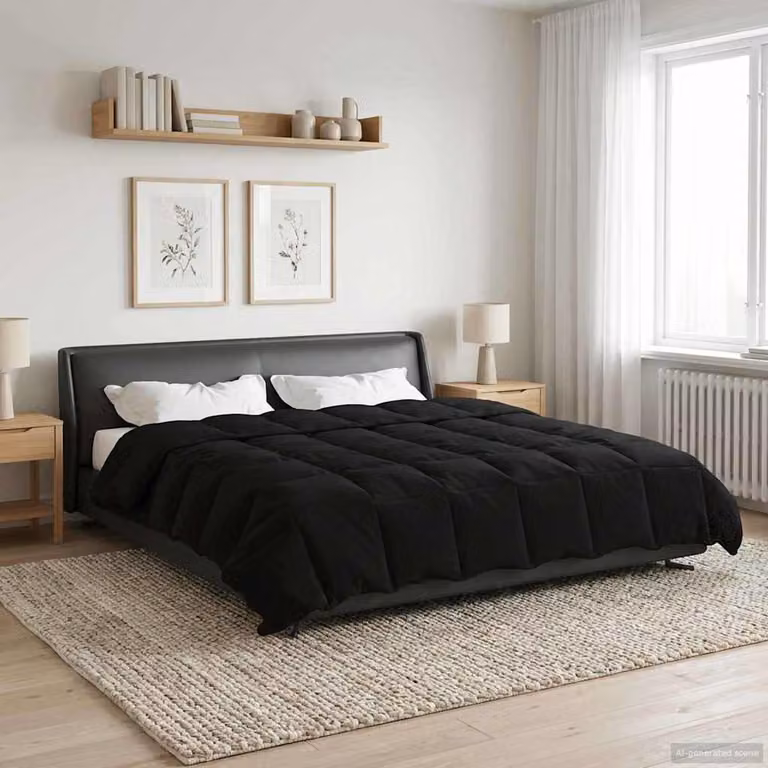 Piumone Completo Annuale 4 Stagioni vidaXL in Microfibra Traspirante e Reversibile, Nero, 200 x 220 cm