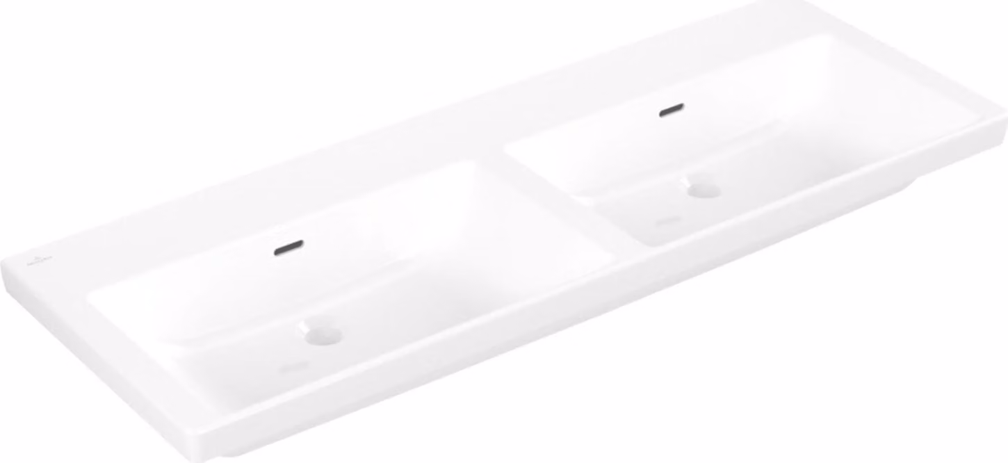 V&B mobile lavabo doppio Subway 3.0 130x47cm, angolare, con sfioratore, bianco
