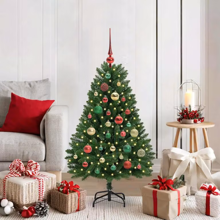 Albero di Natale artificiale da tavolo vidaXL con 150 LED bianco caldo, Verde, Altezza: 120 cm